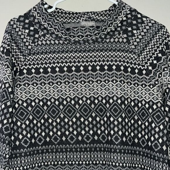 T by Talbots Fair Isle Nordic Knit Mock Neck Side Zip Sweater Womens Size MP - Picture 6 of 11